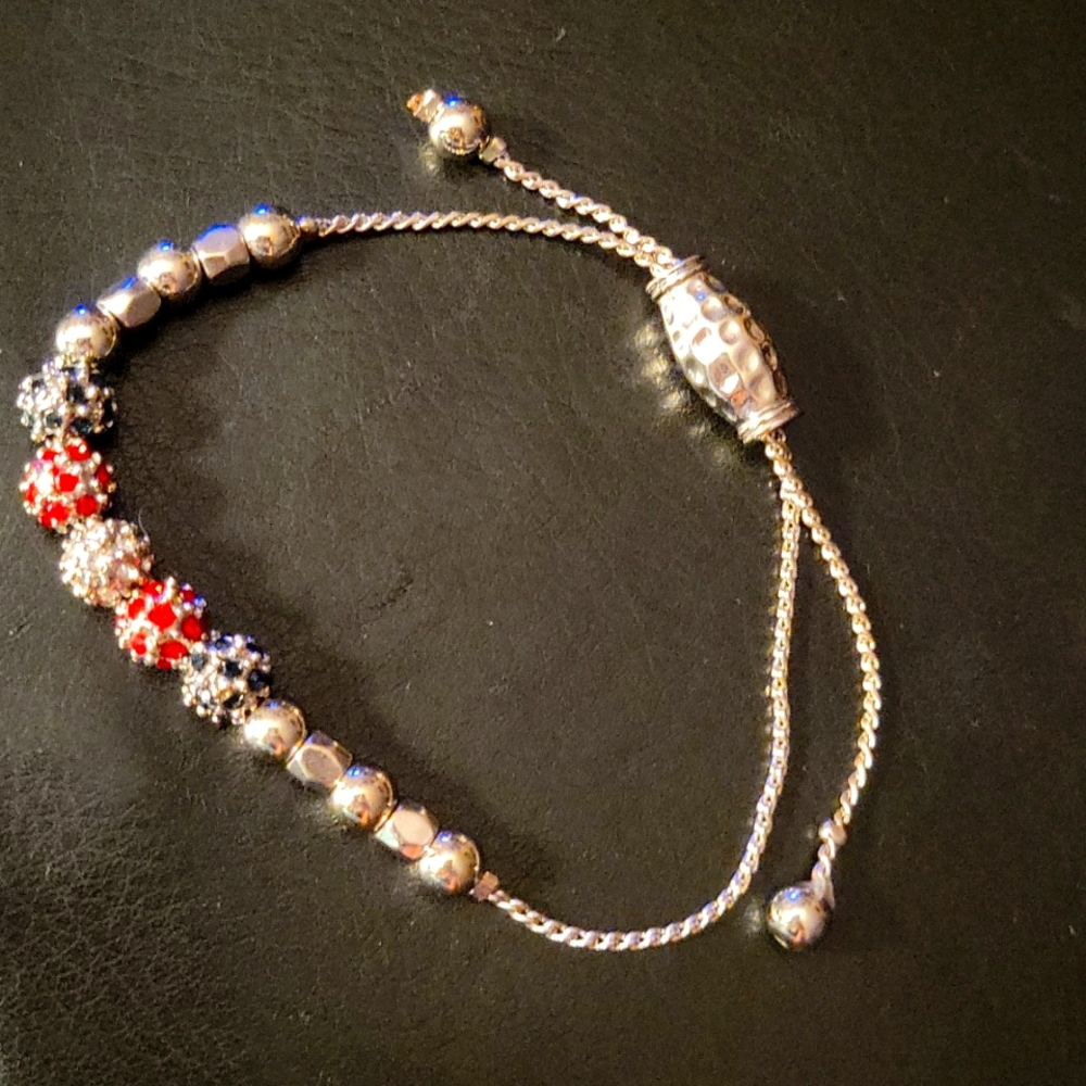 Silver & Rhinestone Adjustable Bracelet - Picture 4 of 10